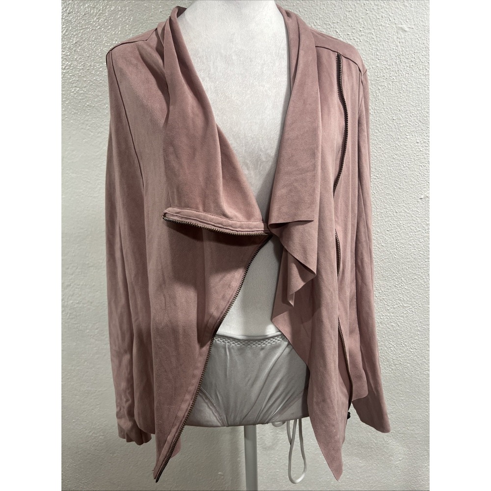 Mote Faux Suede Moto Drape Jacket Blush Pink Size Large